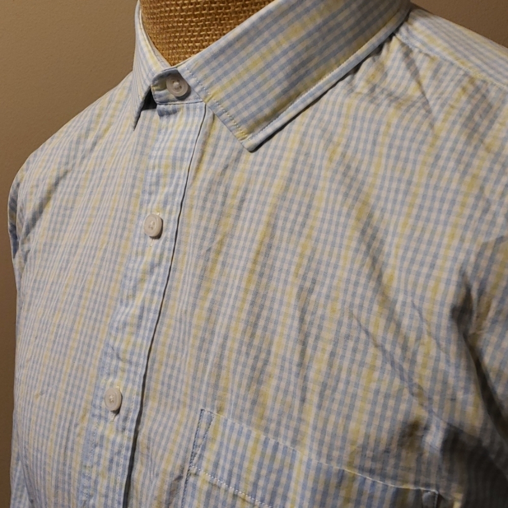 J crew blue yellow checkered 2ply dress shirt